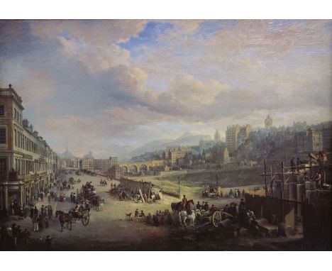 After Robert Andrew Riddell, A View of Edinburgh, aquatint; together with Peter Michael, Royal Scottish Academy, pen and ink 