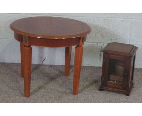 A tobacco jar and pipe cabinet, together with a small circular occasional table (2)