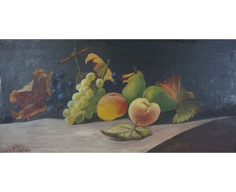 Etta Nicholson, late 20th century, Dutch style still life of Fruit on a Shelf, oil on canvas, signed LL. Etta Nicholson