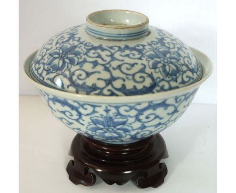 A Chinese blue and white porcelain bowl and saucer, Qianlong, marked and possibly of the period,the bowl with a lightly flare