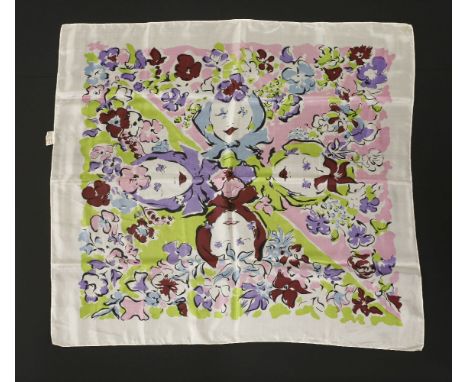 'Flower head' designed by Marcel Vertes for Wesley Simpson Custom Fabrics Inc., c.1944, screen-print on silk, with tag, fragi