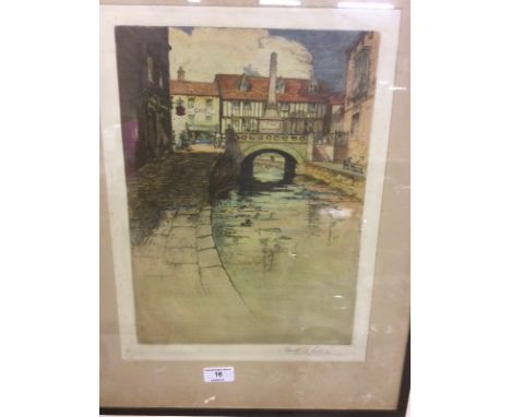 Harold F Collinson, pair of coloured pencil signed lithograph studies 