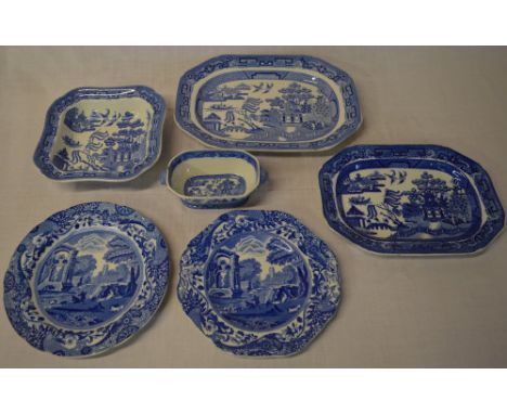 Blue & white Spode including a meat dish