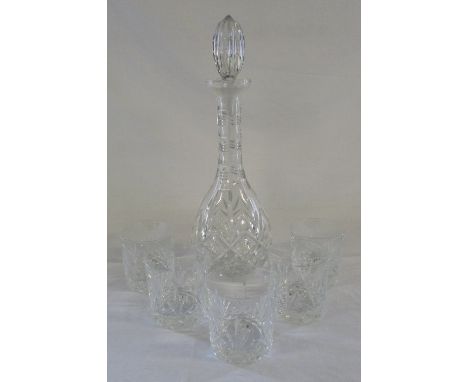 Cut glass decanter with glasses