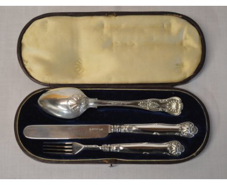 3 piece silver cutlery set comprising of teaspoon, small fork and knife, total approx weight 3ozt 