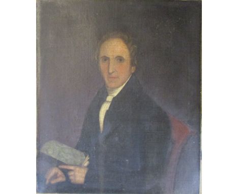 18th century unframed oil on canvas possibly self portrait by Richard Johnson of Nottingham (unsigned) 64 cm x 76 cm