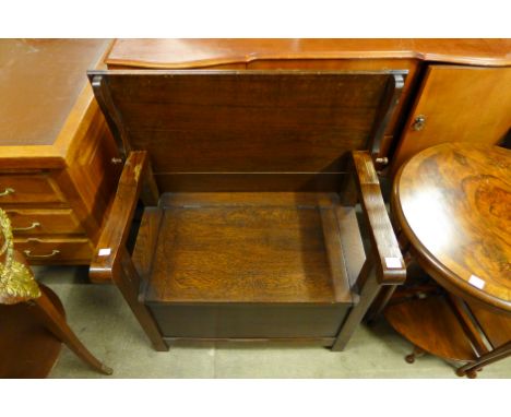 An oak monks bench
