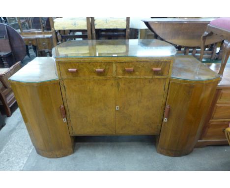 An Art Deco walnut buffet sideboard