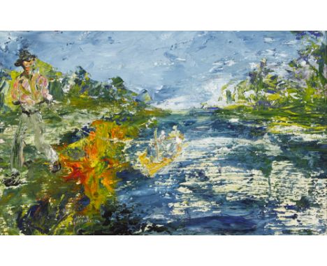 Jack Butler Yeats RHA (1871-1957) AGAINST THE STREAM, 1945 oil on panel signed lower left; inscribed with title on reverse; a