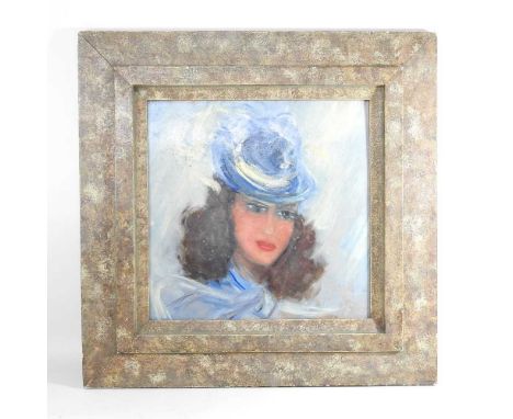French school, circa 1930, portrait of a lady, oil on board, 44 x 44cm