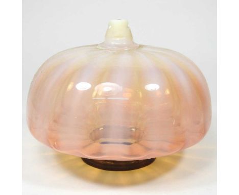 A Victorian peach glass oil lamp font, 16cm diameter
