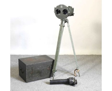A set of Ross military binoculars gunsight, together with a tripod and a telescope (3)The lenses appear to be clear and worki