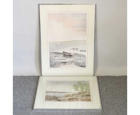 Patricia Langmead, b1945, Tow Path lithograph, 12/200, 38 x 45cm, together with another, signed indistinctly (2)