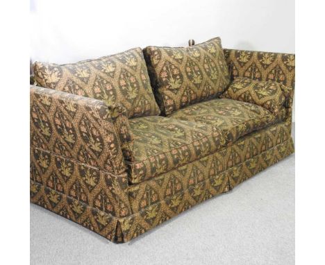 A modern green upholstered knole sofa, with drop ends220w x 103d x 87h cm