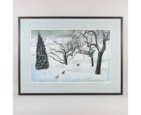 ARR Richard Bawden, b1936, Winter, limited addition print, 2/75, signed in pencil to the margin by the artist, 55 x 36cm