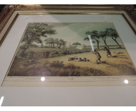 Two French etchings, Hunting scenes