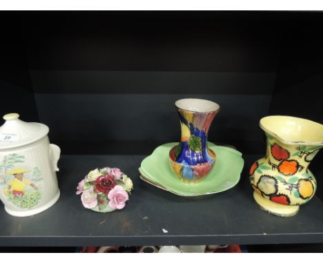 Decorative vases and Sylvac tea caddy