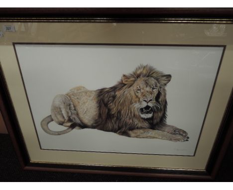 A print after D Haywood, lion, blind stamped and signed