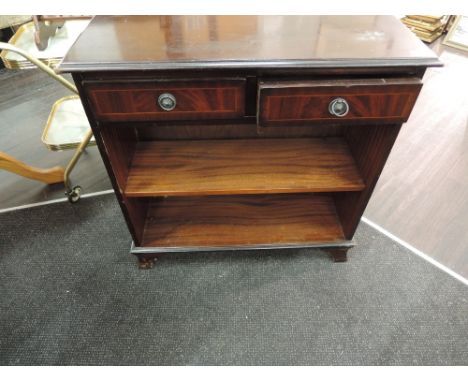 A modern mahogany effect hall shelf