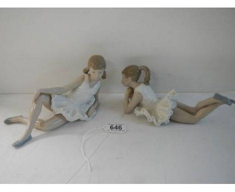 Two NAO ballerina's, stamped, One is in good condition the other has slight damage to her leg.