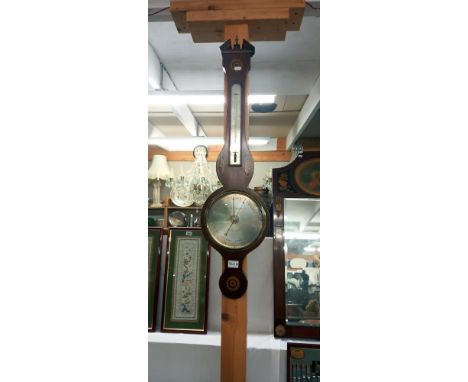 A good inlaid banjo barometer marked 'Moretti J Abutte' (length 99cm) COLLECT ONLY
