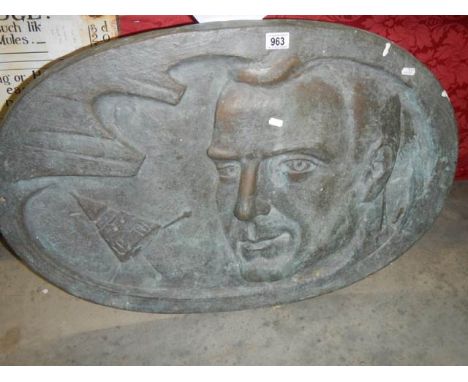 A large rare bronze plaque relating to Russian space missions possibly Gherman Titov Vostock missions / Sputnik.