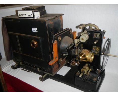 An unusual large projector and a Magic Lantern projector. COLLECT ONLY.