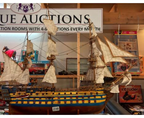 A large wooden model of H.M.S. Bounty COLLECT ONLY 