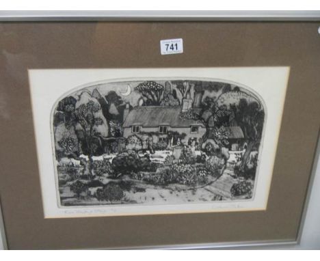 Graham Clarke ( b.1941) A rare pencil signed &amp; titled limited edition etching 'Thomas Hardy's cottage' un-numbered, inscr