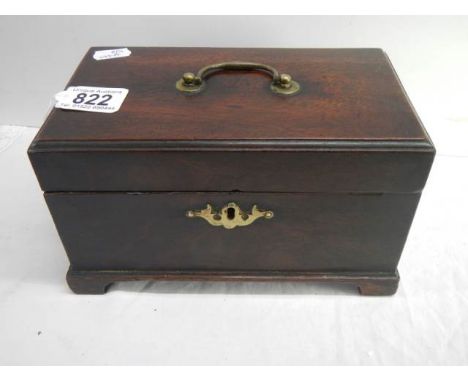 A circa 1780 mahogany tea caddy.