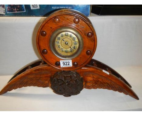 A unique hand carved 'Propeller clock' made as a present for an officer in WW1 Royal Flying Corps from his son in RAF WW2.&nb