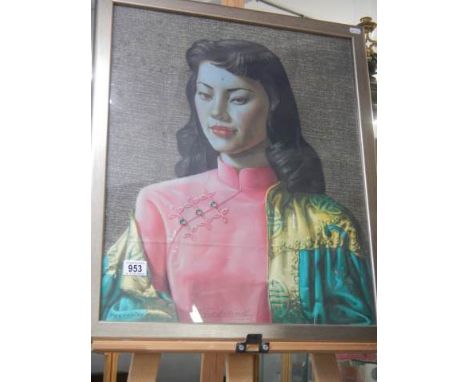 A framed and glazed Vladimer Tretchikoff 'Miss Wong' signed print, COLLECT ONLY.