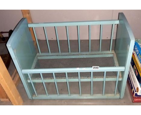 A vintage painted wooden dolls cot COLLECT ONLY