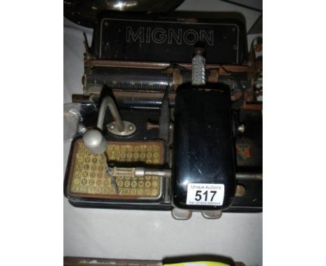A rare and unusual Mignon antique typewriter, needs attention.