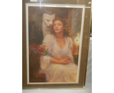 A framed and glazed print entitled 'Loves Pursuit' by Bradley J Parish, COLLECT ONLY.72cm x 100cm.No damage.Signed .No: 93/55