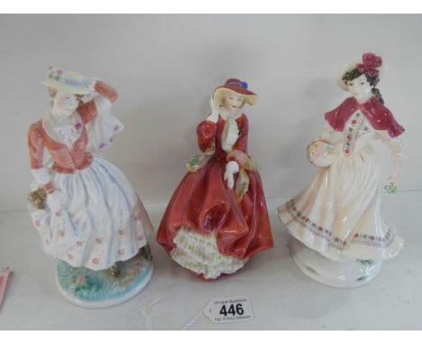 Two Royal Worcester figures - Sunday Best and Noelle and a Royal Doulton figure Top o' the Hill.