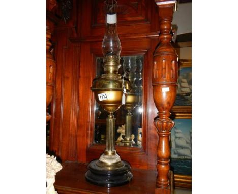 A Victorian brass oil lamp, COLLECT ONLY.