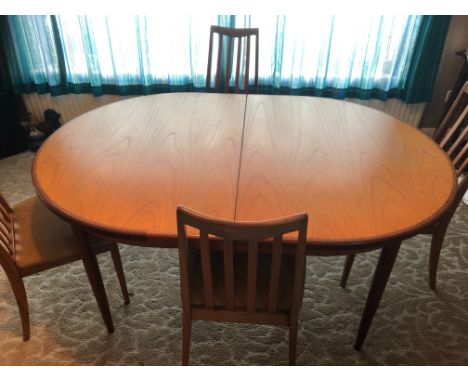 G PLAN EXTENDING DINING TABLE &amp; 4 CHAIR FRAMES ( this item is not at the saleroom for viewing. collection by arrangement)