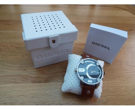 Diesel chronograph - a Diesel Mr Daddy silver-tone chronograph designer watch in original box with manual - unused surplus re