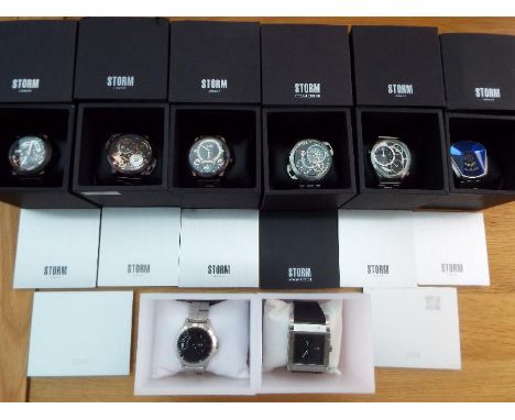 Storm designer watches - a job lot of 8 Storm watches in original cases, predominantly with all original ephemera and tags, a
