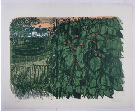 Robert Tavener,lithograph, country garden and beans, artist proof, signed in pencil, sheet size 20.5" x 25", unframed.