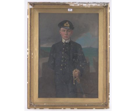 S H Hancock,oil on canvas, portrait of a young Naval Officer, signed and dated 1916, 30" x 22", framed.