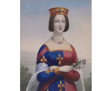 19th century watercolour/body colour, portrait of a Royal lady, unsigned, 8" x 6.5", framed.