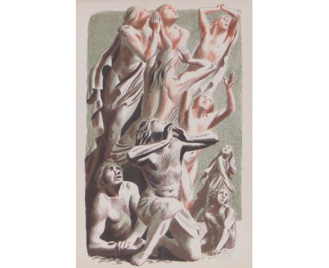 Hans Feibusch,lithograph circa 1950, religious composition, 15" x 9.5", framed.