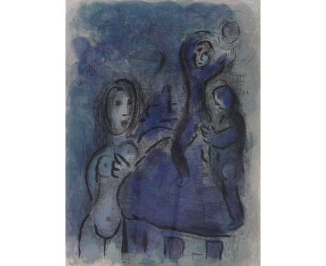 Marc Chagall,lithograph, Rahab and The Spies of Jericho, issued 1960 Verve, Mourlot no. 244, 14" x 10", framed.