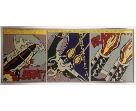 Roy Lichtenstein (1923-1997),colour lithograph triptych, As I Open Fire, circa 1963, each panel image size 24" x 19.5", frame