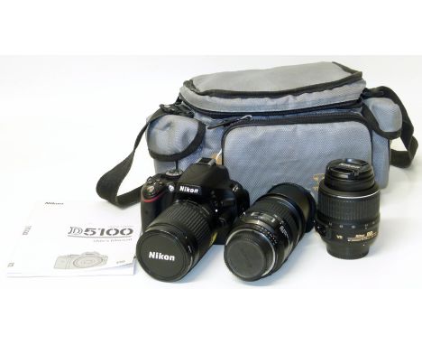 Nikon DS100 SLR camera 18-55mm DX lens, 60mm 1:2.8 AF Micro and 28-100mm lens in carry case Condition reports are not availab