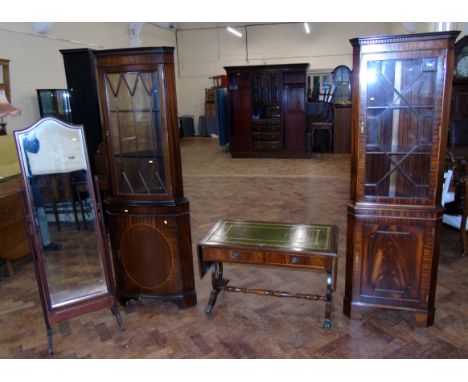 Mahogany Bevan-Funnell corner cupboard, similar size corner cupboard, similar corner cupboard, reproduction sofa table with i