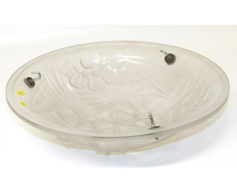French frosted glass centre light shade be Degue, 35cm diameter. Condition reports are not available for the Interiors Sales.