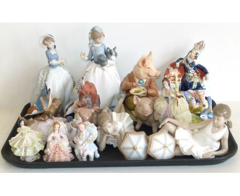 Four Nao figures, Nadal figure, and other figures by Aynsley, Crown Staffordshire etc Condition reports are not available for